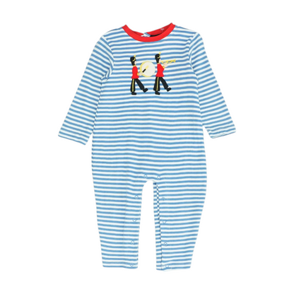 Blue Striped Long Sleeve One-Piece