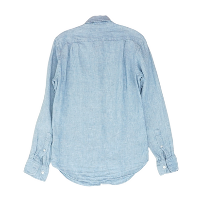Blue Solid Long Sleeve Button Down