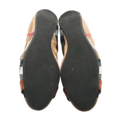 Brown Nova Check Canvas Ballet Flats
