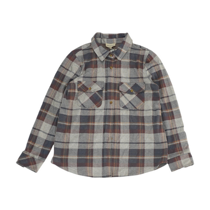 Gray Petite Plaid Flannel Button Down