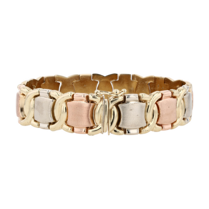 14K Tri-Tone Gold Chain Bracelet