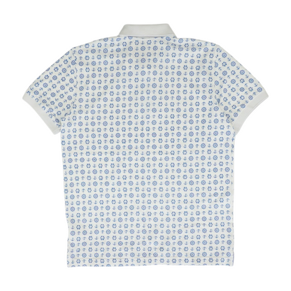 White Print Short Sleeve Polo