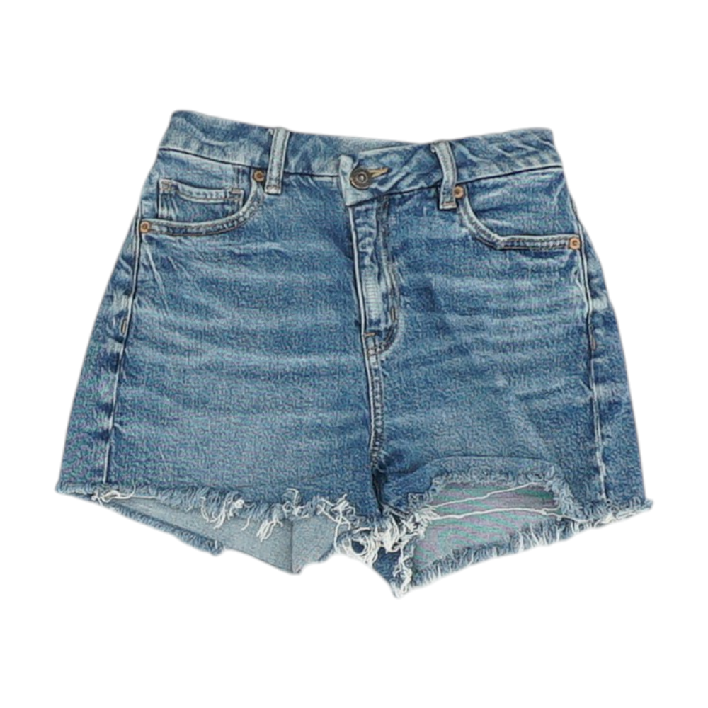Blue Solid Denim Shorts