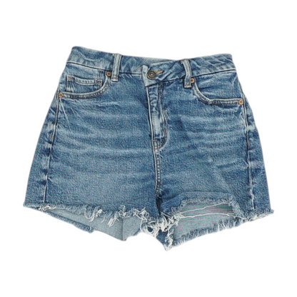 Blue Solid Denim Shorts