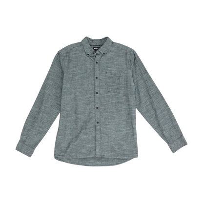 Gray Solid Long Sleeve Button Down