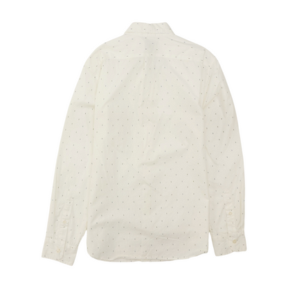 White Abstract Long Sleeve Button Down