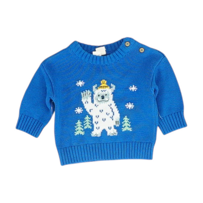 Blue Graphic Pullover Sweater