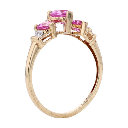 10K White Gold Pink Stone Fashion Ring