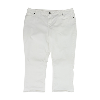White Solid Denim Capris