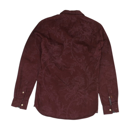 Maroon Floral Long Sleeve Button Down