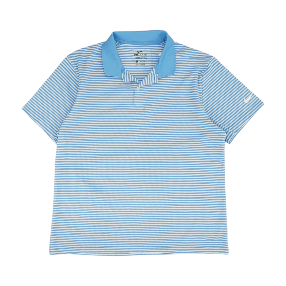 Blue Striped Short Sleeve Polo
