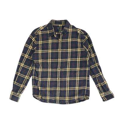 Navy Plaid Flannel Button Down