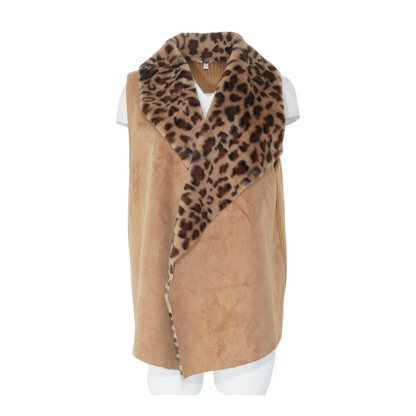 Brown Animal Print Vest Sweater