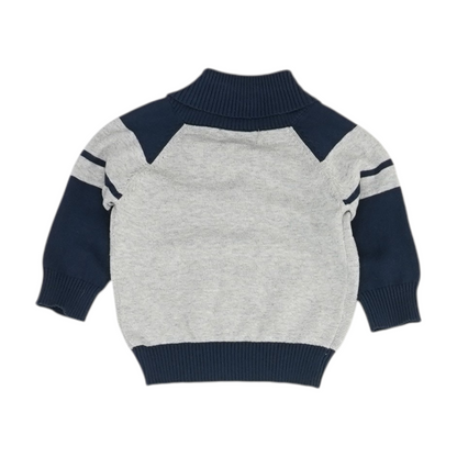 Gray Color Block Cardigan Sweater