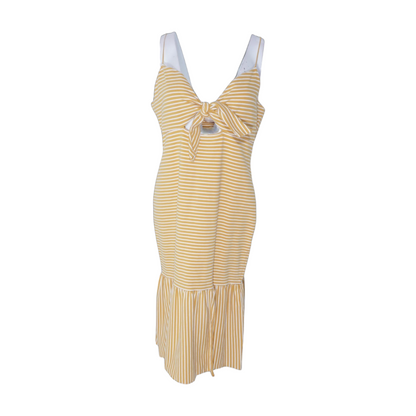 Yellow Striped Midi Dress