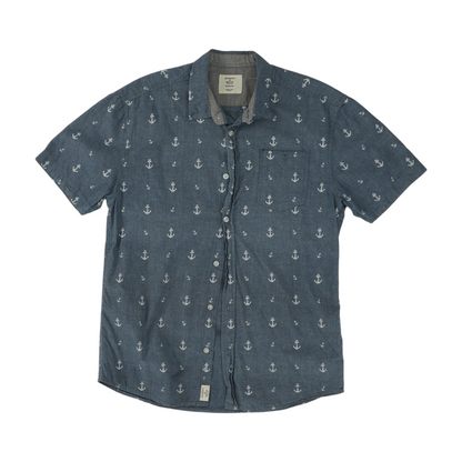 Blue Print Short Sleeve Button Down