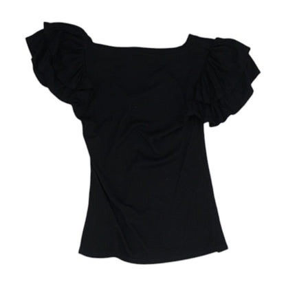 Black Solid Short Sleeve Blouse