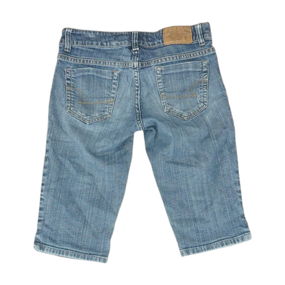 Blue Solid Denim Shorts