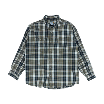 Green Plaid Flannel Button Down