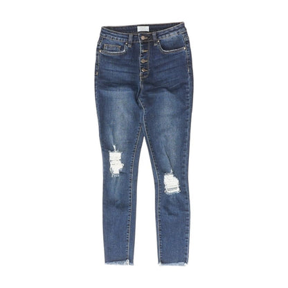 Blue Solid High Rise Skinny Leg Jeans