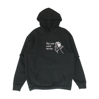 Black Solid Hoodie Pullover