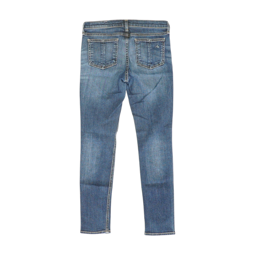 Blue Solid Denim Capris
