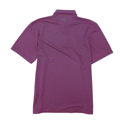 Navy Striped Short Sleeve Polo