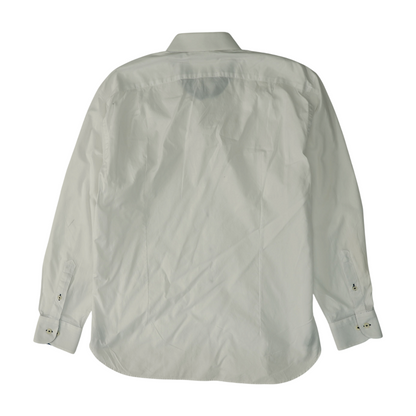 White Solid Long Sleeve Button Down