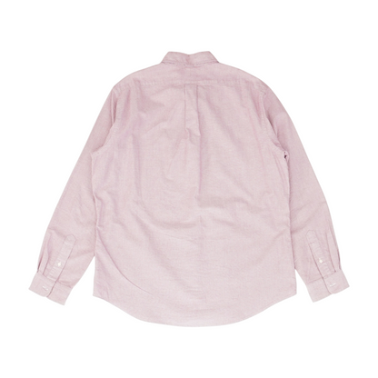 Red Solid Long Sleeve Button Down