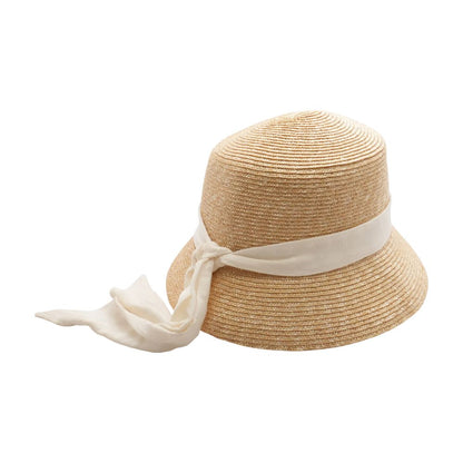 Tan Straw Bucket Hat with Toile Iconography Twill