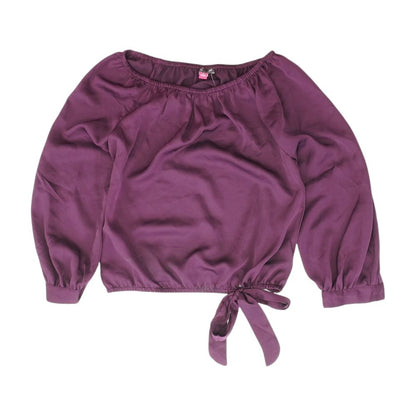 Purple Solid Long Sleeve Blouse
