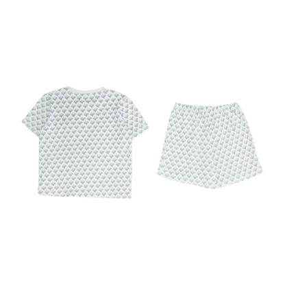 Blue Graphic Short Sleeve Set