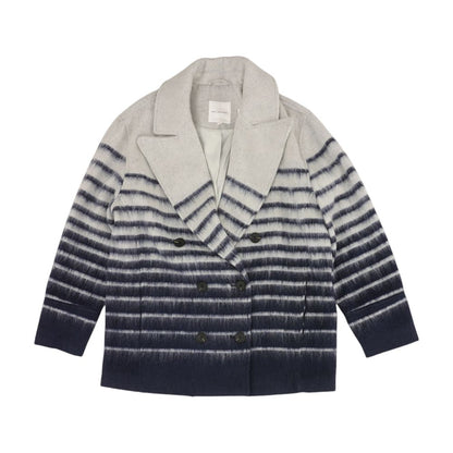 Navy Striped Peacoat Coat