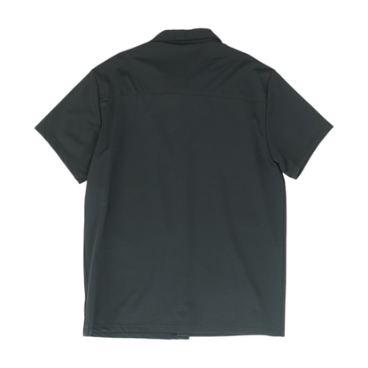 Black Solid Short Sleeve Button Down