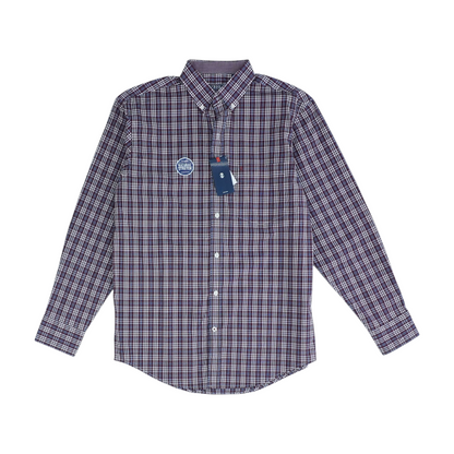 Maroon Plaid Long Sleeve Button Down