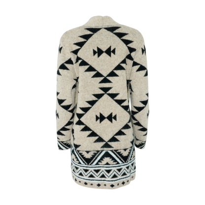 Beige Abstract Pullover Sweater