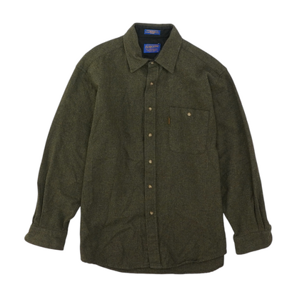 Green Solid Flannel Button Down