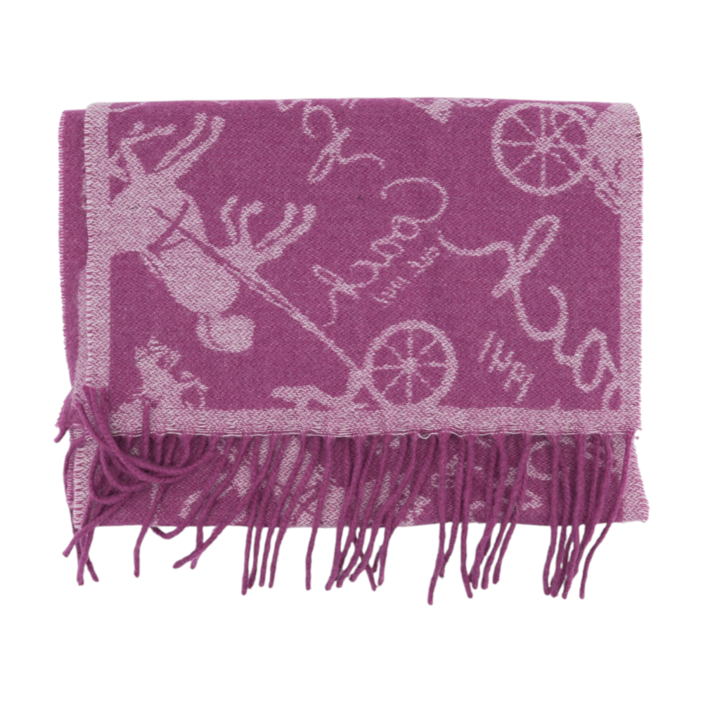 Purple Graphic Wool Scarf