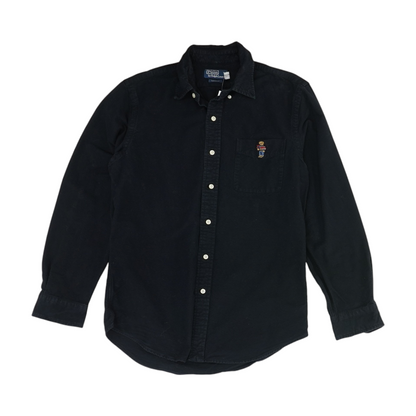 Black Solid Long Sleeve Button Down