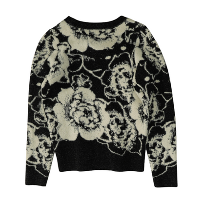 Black Floral Pullover Sweater