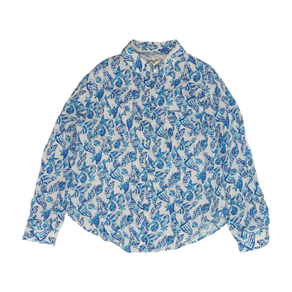 White Print Button Down
