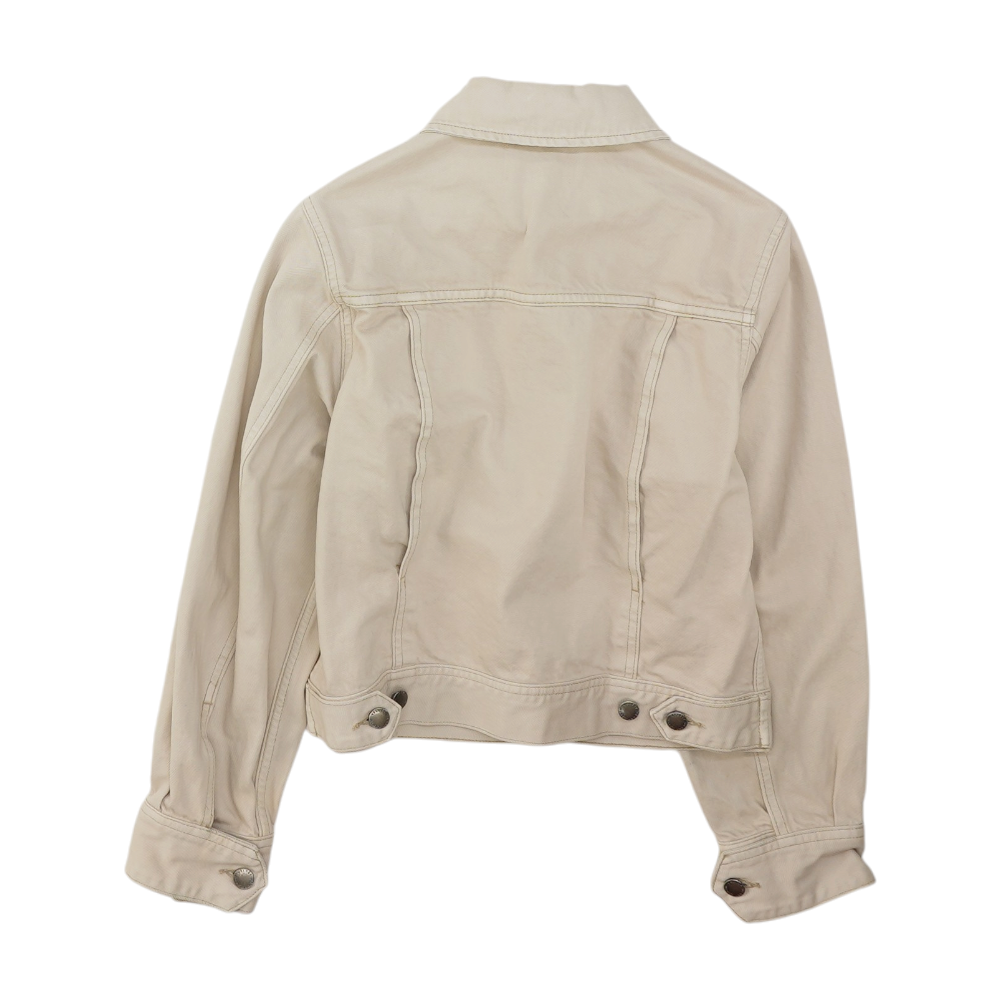 Beige Solid Denim Jacket
