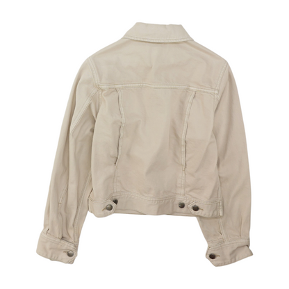 Beige Solid Denim Jacket