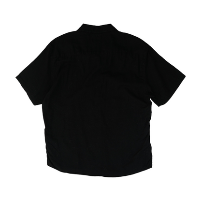 Black Solid Short Sleeve Button Down