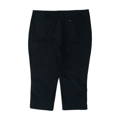 Black Solid Chino Capris