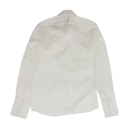 White Solid Long Sleeve Button Down