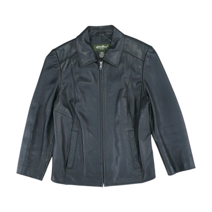 Black Solid Leather Jacket