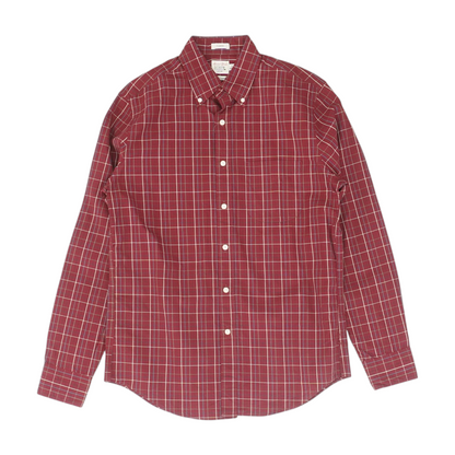 Burgundy Plaid Long Sleeve Button Down