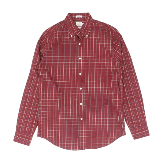 Burgundy Plaid Long Sleeve Button Down
