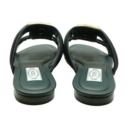Black Sandalo Doppia T Flat Sandals